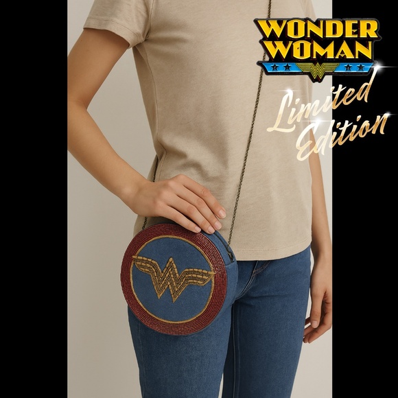 Limited Edition Wonder Woman Beaded Denim Crossbody Bag. NWT. - Picture 1 of 4